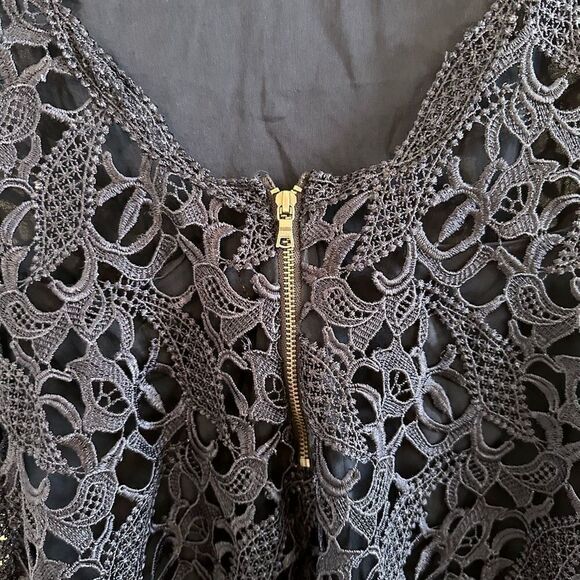 Alice + Olivia Navy Clover Guipure Lace Dress - Picture 9 of 12